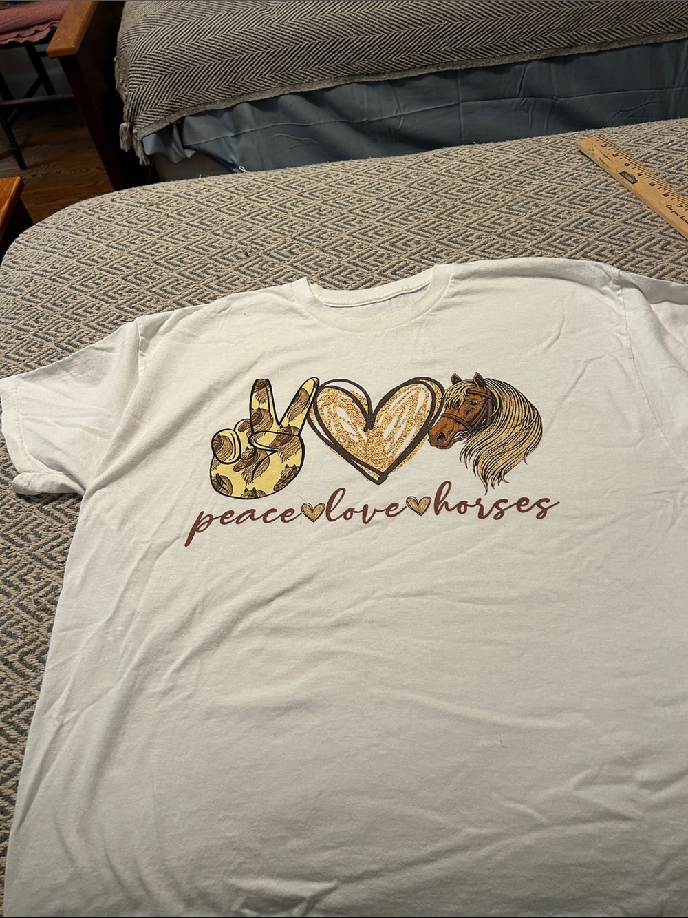 Peace Love Horses Graphic Tee - White washed unworn